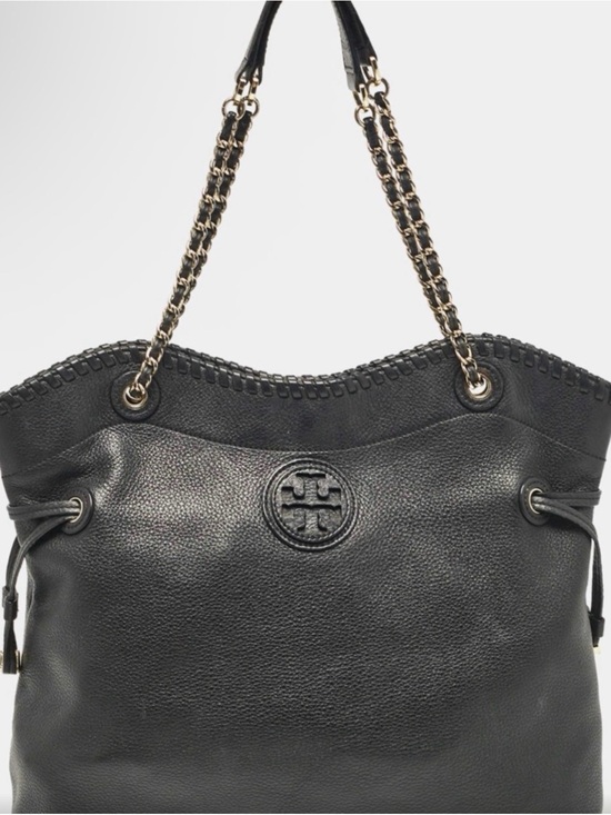 Tory Burch Handbags - Tory Burch Black Leather Chain-Handle Tote